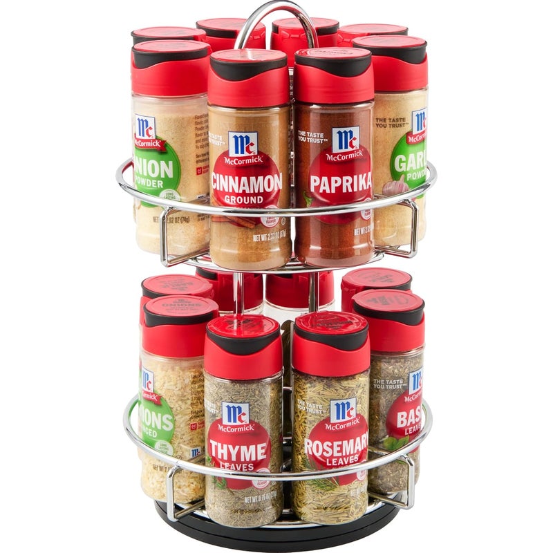 McCORMICK Spice Rack, Two Tier Chrome, Featuring 16 Herbs & Spices for Everyday Cooking, Great Gift for Housewarming, Wedding & Bridal Shower, 26.09 oz - Image 1